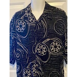 Smash Brand Mens Sz M Medium‎ Button Down Hawaiian Shirt Black/ White